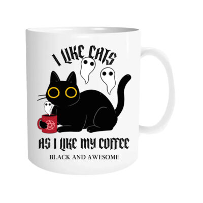 Taza Cats And Coffee Black Miniatura