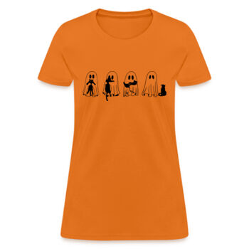 Playera Dama Gatos Fantasma Halloween Miniatura